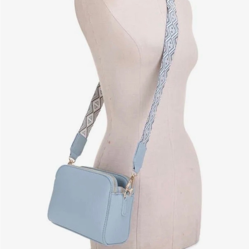 Mali + Lili Zahara Crossbody Bag | Dusty Blue | Vegan Leather | NWT - Picture 2 of 13